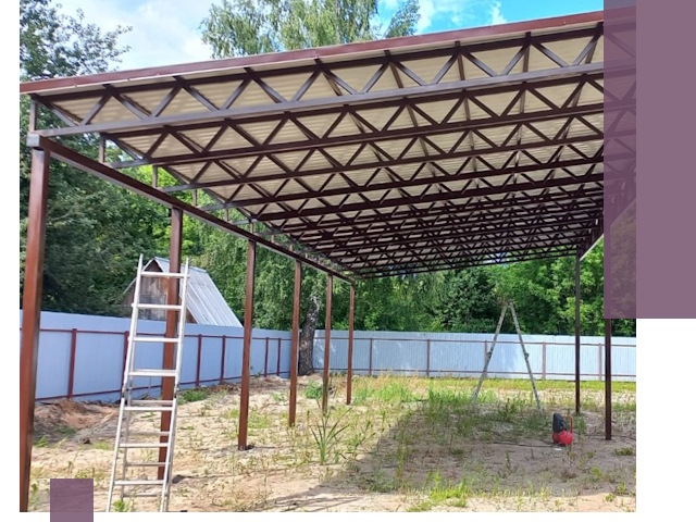 Односкатные навесы под ключ в Пскове — изготовление и монтаж