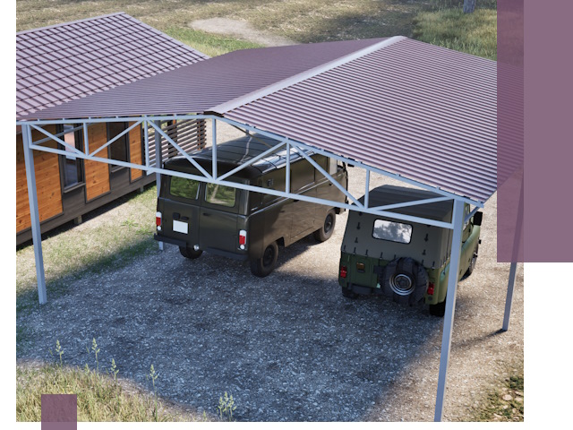 Двускатные навесы под ключ в Пскове — изготовление и монтаж